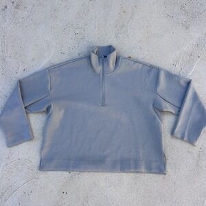 ADIDAS WOMENS ALL SZN SOFT LUX QUARTER ZIP SWEATSHIRT SIZE XL SILVER PEBBLE